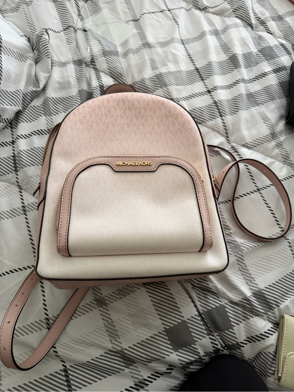 Michael Kors Blush Pink and Cream Mini Leather Backpack